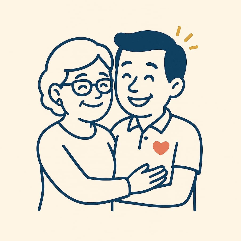 Husband making mom happy