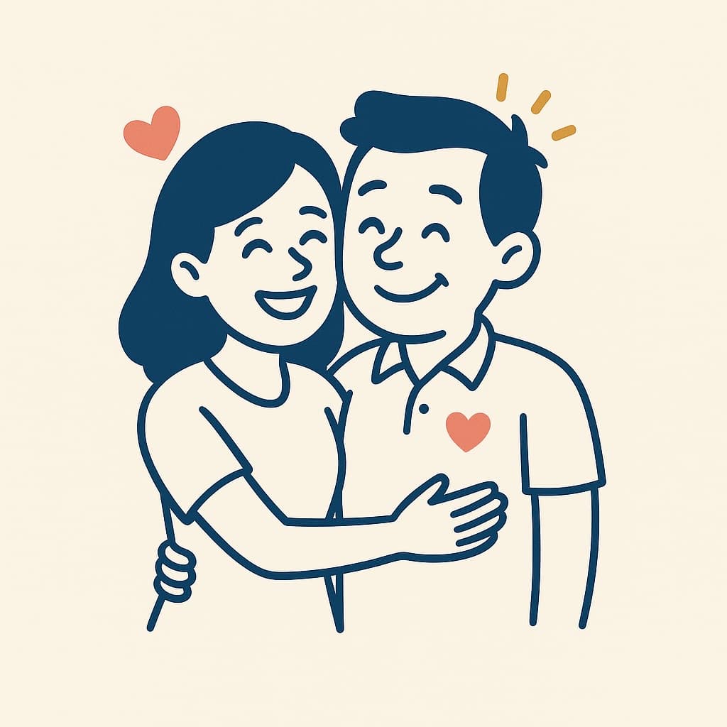 Husband making wife happy