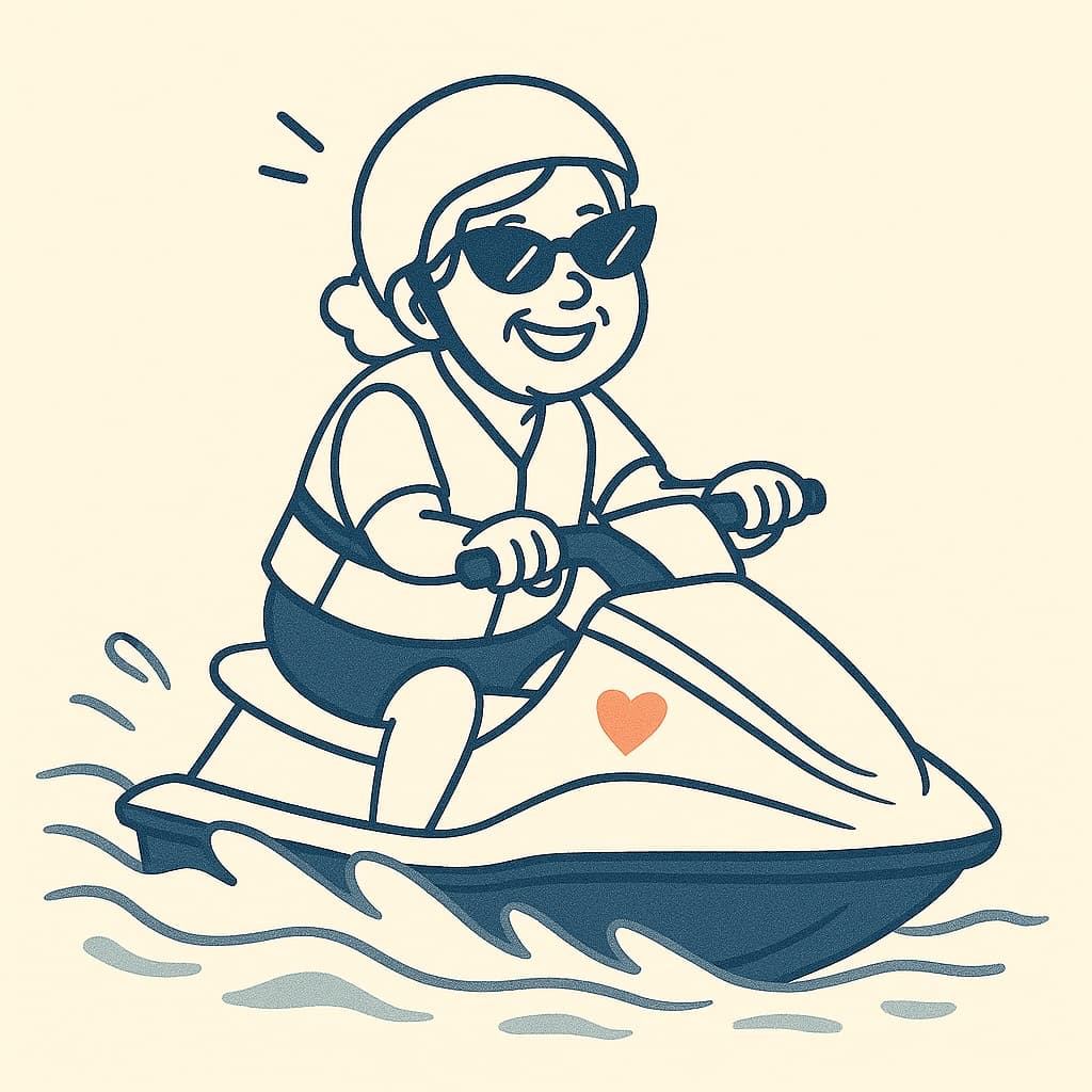 Mom enjoying jetski adventure